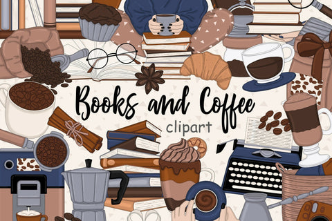 Books And Coffee Clipart | Reading Illustrations SVG GlamArtZhanna 