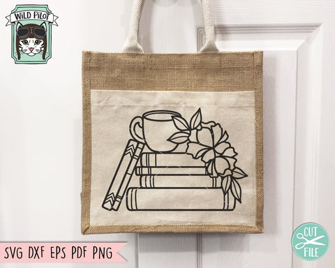 Books and Coffee SVG, Book Lover SVG File, Teacher svg, Library SVG, Books SVG File, Flower Books SVG, Floral Books SVG, Books Teacup SVG, Reading SVG SVG Wild Pilot 