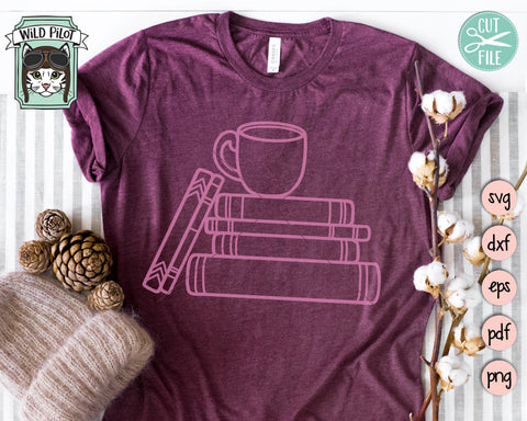 Books and Coffee SVG, Book Lover SVG File, Teacher svg, Library SVG, Books SVG File, Flower Books SVG, Floral Books SVG, Books Teacup SVG, Reading SVG SVG Wild Pilot 