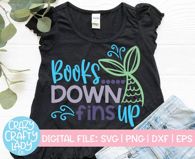Books Down, Fins Up | Last Day of School SVG Cut File SVG Crazy Crafty Lady Co. 