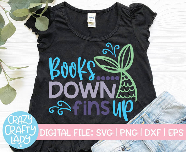 Books Down, Fins Up | Last Day of School SVG Cut File SVG Crazy Crafty Lady Co. 