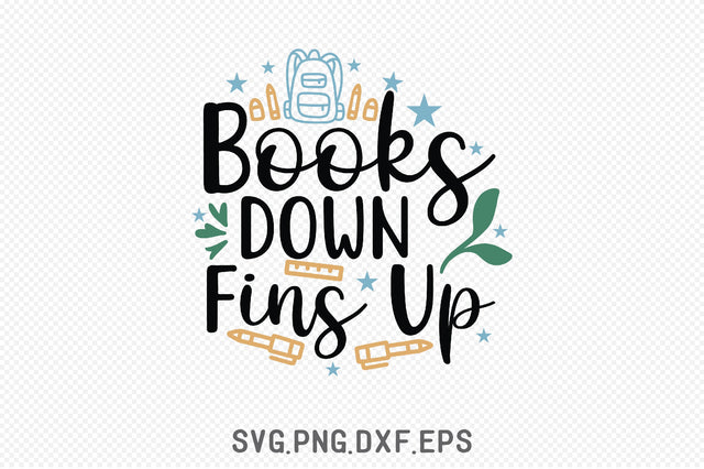 Books Down Fins Up SVG Creativeart88 