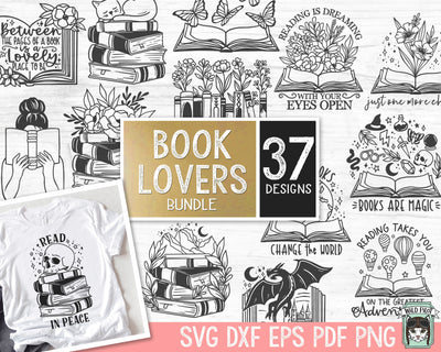 Books Lover Bundle SVG file, Love to Read svg, Library svg, Flower Books svg, Magic, Fantasy, Mystical, Floral Books cut file, Reading png SVG Wild Pilot 