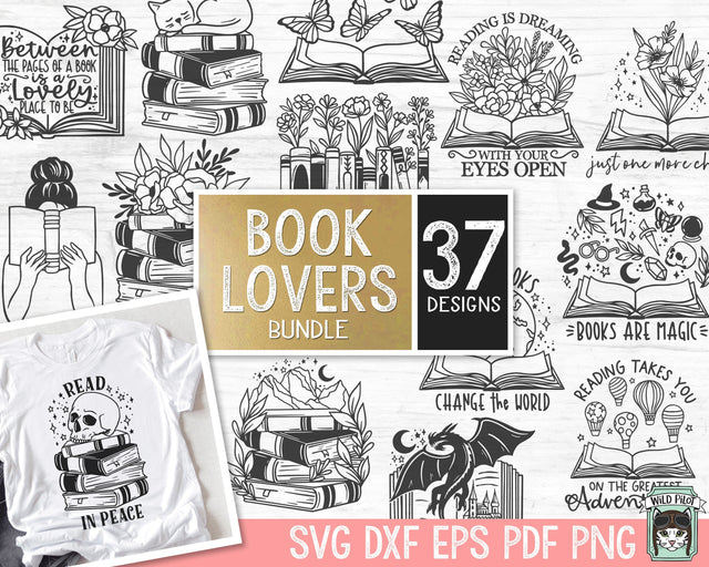 Books Lover Bundle SVG file, Love to Read svg, Library svg, Flower Books svg, Magic, Fantasy, Mystical, Floral Books cut file, Reading png SVG Wild Pilot 