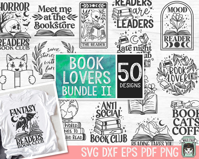 Books Lover Bundle SVG file, Love to Read svg, Library svg, Flower Books svg, Magic, Fantasy, Mystical, Floral Books cut file, Reading png SVG Wild Pilot 