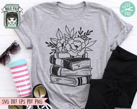 Books Lover Bundle SVG file, Love to Read svg, Library svg, Flower Books svg, Magic, Fantasy, Mystical, Floral Books cut file, Reading png SVG Wild Pilot 