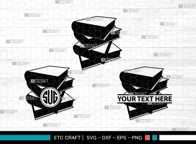 Books Monogram, Books Silhouette, Book SVG, Open Book Svg, Library Svg, School Svg, Education Book, SB00015 SVG ETC Craft 