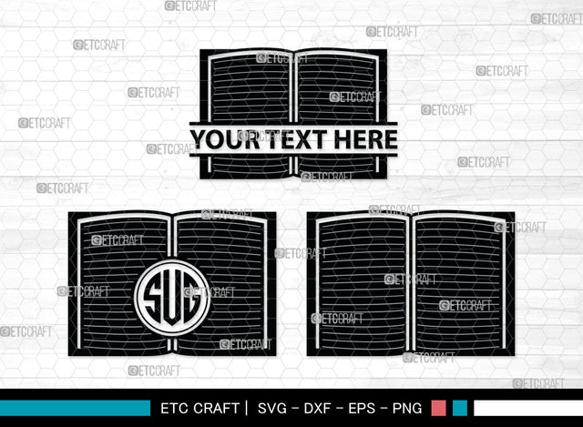 Books Monogram, Books Silhouette, Book SVG, Open Book Svg, Library Svg, School Svg, Education Book, SB00015 SVG ETC Craft 
