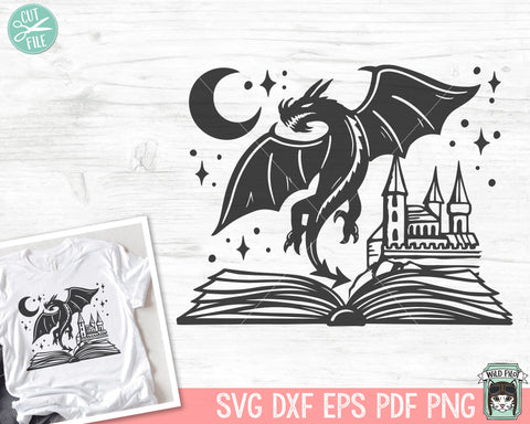 Books SVG, Dragon SVG, Fantasy SVG, Reading svg, Halloween svg, Mystical svg, Book Lover svg, Librarian svg, Library svg, Bookish svg SVG Wild Pilot 