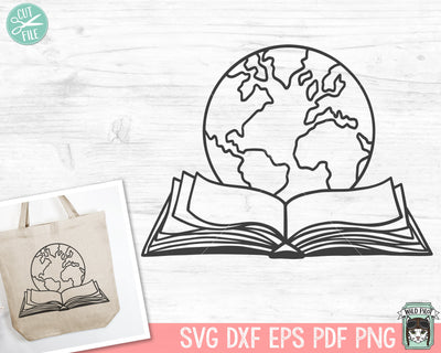 Books SVG, Reading SVG, Earth Day Shirt svg, Planet Earth svg, Earth svg, Book Lover SVG, Librarian svg, Reading png, Teacher Shirt svg SVG Wild Pilot 