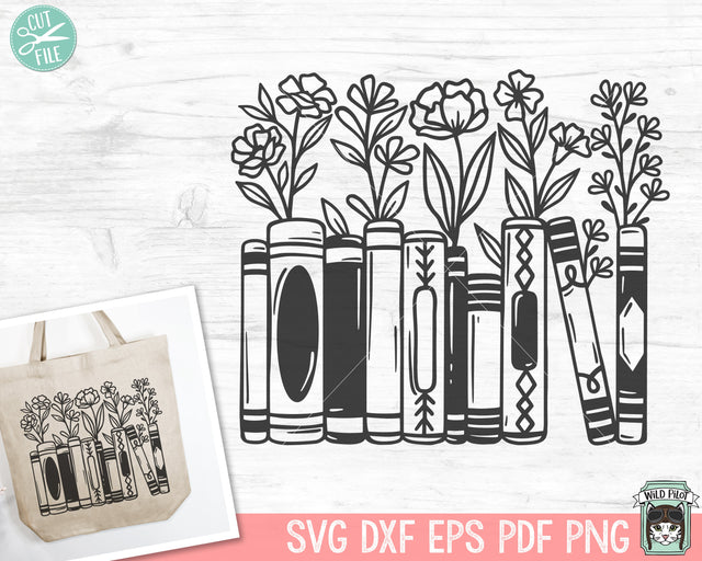 Books SVG, Reading SVG, Floral Book svg, Book Lover SVG, Flower Book svg, Librarian svg, Library svg, Reading png, Teacher Shirt svg SVG Wild Pilot 