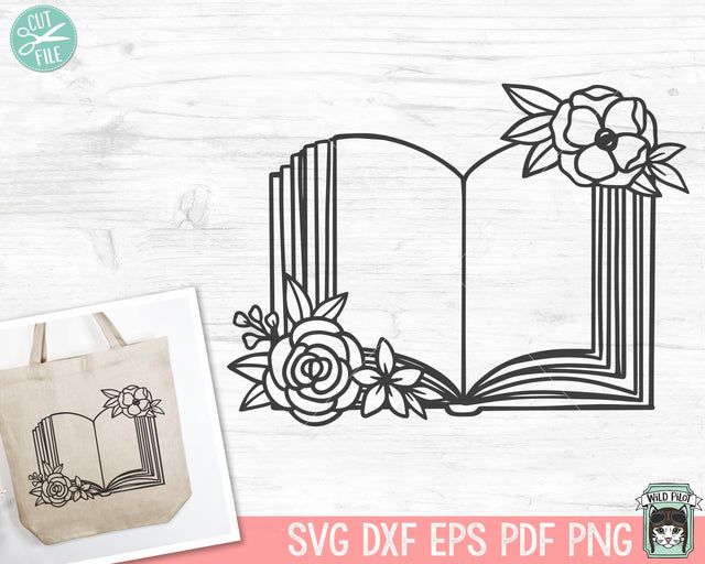 Books SVG, Reading SVG, Floral Book svg, Book Lover SVG, Flower Book svg, Librarian svg, Library svg, Reading png, Teacher Shirt svg SVG Wild Pilot 