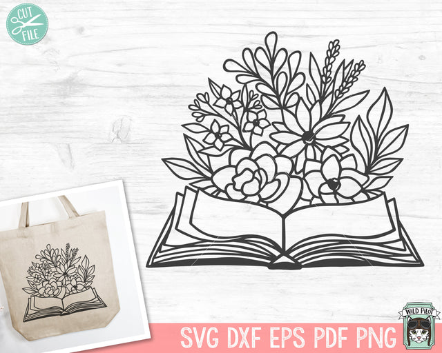 Books SVG, Reading SVG, Floral Book svg, Book Lover SVG, Flower Book svg, Librarian svg, Library svg, Reading png, Teacher Shirt svg SVG Wild Pilot 