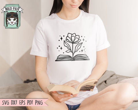 Books SVG, Reading SVG, Floral Book svg, Book Lover SVG, Flower Book svg, Librarian svg, Library svg, Reading png, Teacher Shirt svg SVG Wild Pilot 