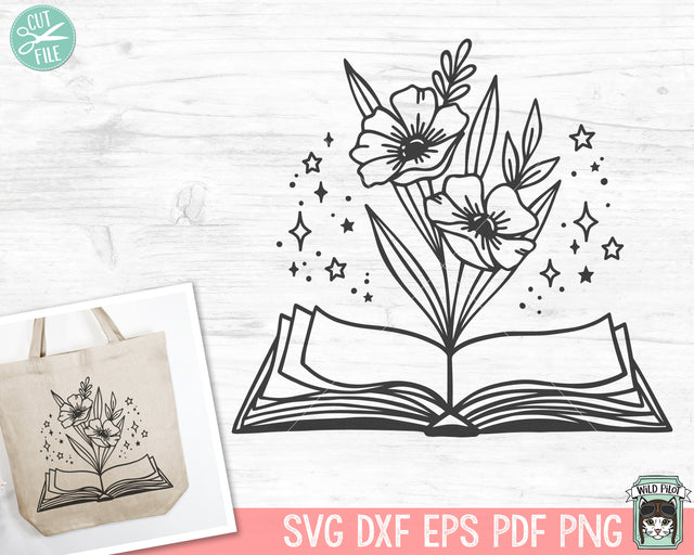 Books SVG, Reading SVG, Floral Book svg, Book Lover SVG, Flower Book svg, Librarian svg, Library svg, Reading png, Teacher Shirt svg SVG Wild Pilot 