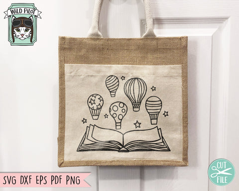 Books SVG, Reading SVG, Hot Air Balloon svg, Book Lover SVG, Librarian svg, Library svg, Reading png, Teacher Shirt svg, Book Clipart SVG Wild Pilot 