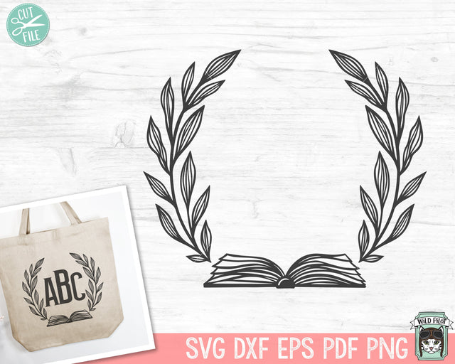 Books SVG, Reading SVG, Monogram Frame svg, Book Lover SVG, Librarian svg, Library svg, Reading png, Teacher Shirt svg, Monogram Wreath svg SVG Wild Pilot 