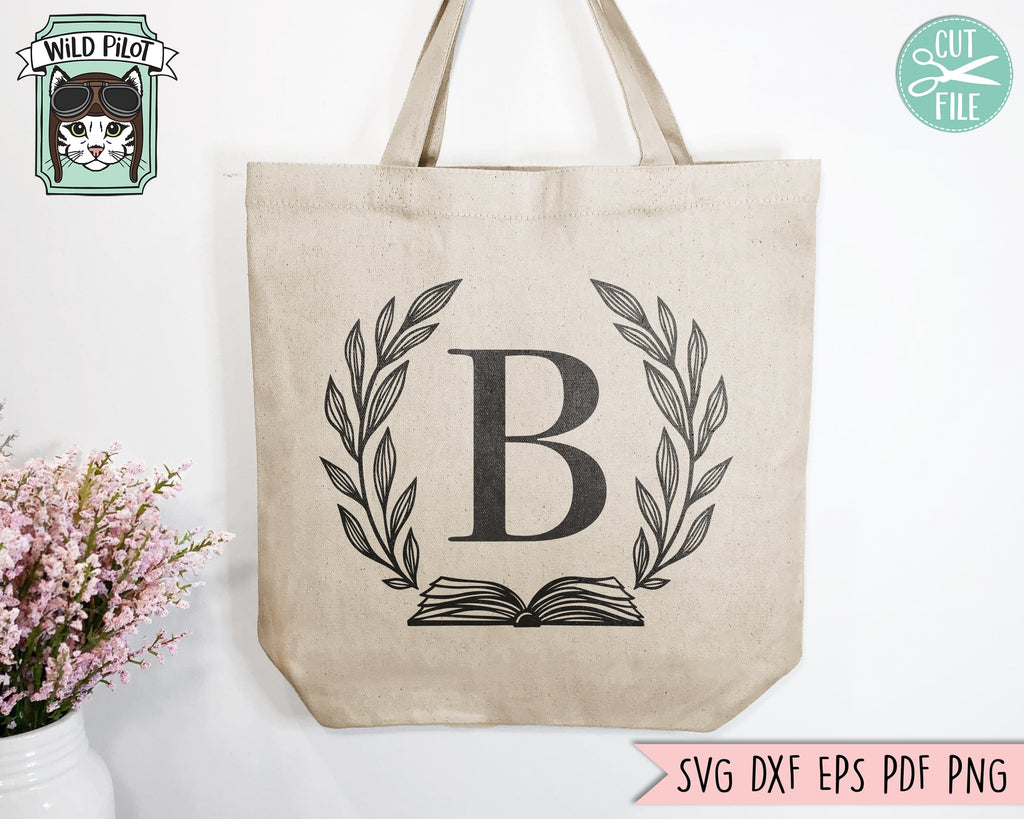 Books SVG, Reading SVG, Monogram Frame svg, Book Lover SVG, Librarian ...