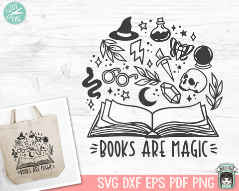 Books SVG, Reading svg, Mystical svg, Skull svg, Moon svg, Halloween SVG, Book Lover svg, Magic svg, Librarian svg, Reading png, Witch svg SVG Wild Pilot 