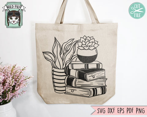Books SVG, Reading SVG, Succulent svg, Book Lover SVG, Cactus svg, Librarian svg, Stack of Books svg, Plant svg, Teacher Shirt svg, Reading SVG Wild Pilot 