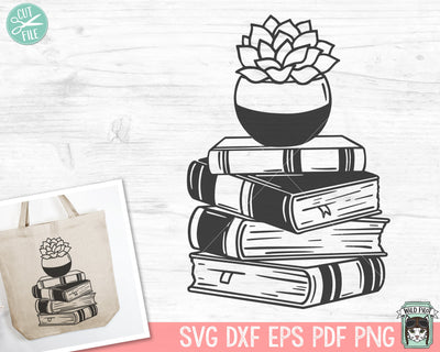 Books SVG, Reading SVG, Succulent svg, Book Lover SVG, Cactus svg, Librarian svg, Stack of Books svg, Plant svg, Teacher Shirt svg, Reading SVG Wild Pilot 