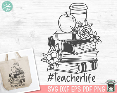 Books SVG, Reading SVG, Teacher Life svg, Apple SVG, Coffee Cup svg, Book Lover svg, Stack of Books svg, Teacher Shirt svg, School svg SVG Wild Pilot 