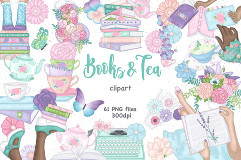 Books Tea Clipart | Summer Illustration Bundle SVG GlamArtZhanna 