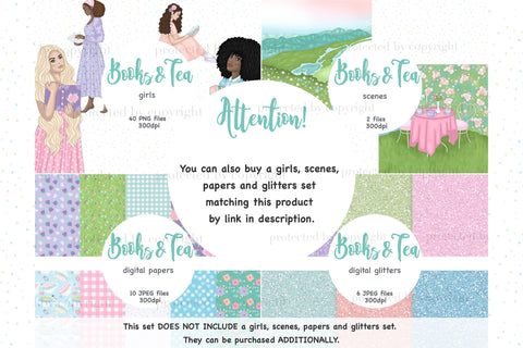 Books Tea Clipart | Summer Illustration Bundle SVG GlamArtZhanna 