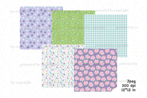 Books Tea Digital Paper | Spring Seamless Patterns Set Digital Pattern GlamArtZhanna 