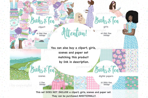 Books Tea Digital Pattern | Glitter Paper Set Digital Pattern GlamArtZhanna 