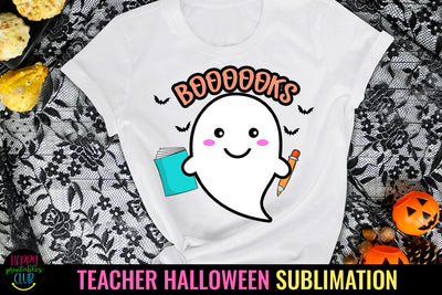 Books Teacher Halloween Sublimation I Halloween Teacher PNG Sublimation Happy Printables Club 