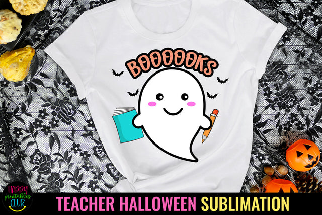 Books Teacher Halloween Sublimation I Halloween Teacher PNG Sublimation Happy Printables Club 