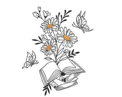 Books with daisy flowers Machine embroidery Embroidery/Applique DESIGNS Canada Embroidery 