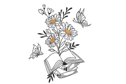 Books with Flowers Machine Embroidery design Embroidery/Applique DESIGNS Angie 
