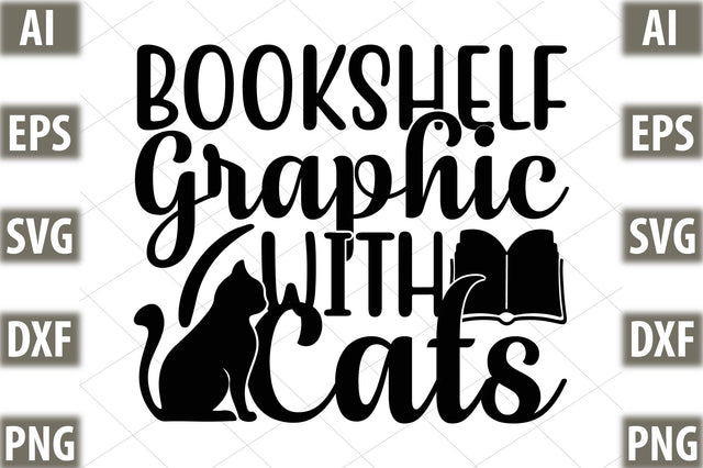 Bookshelf Graphic With Cats SVG SVGista 