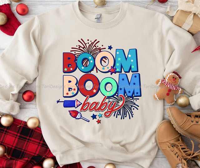 Boom Boom Baby Png, USA Png, Western, 4th of July, American Flag, Baby Png Sublimation ToriDesigns 