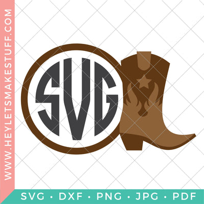 Boot Monogram SVG SVG Hey Let's Make Stuff 