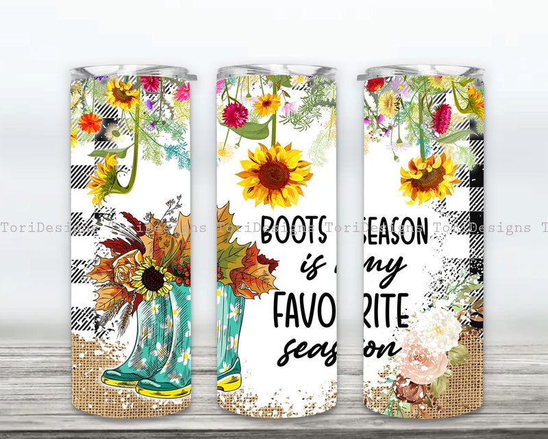 Boots Fall 20 oz Skinny Tumbler Bundle, Fall Tumbler Wrap, Autumn Tumbler Sublimation Design, Hello Fall Tumbler Design Sublimation ToriDesigns 