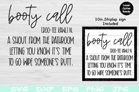 Booty Call Svg, Funny Bathroom Svg Files, Dxf, Eps, Png Instant Digital Download Design Cut Files For Cricut, Glowforge, Silhouette Vector SVG TiffsCraftyCreations 