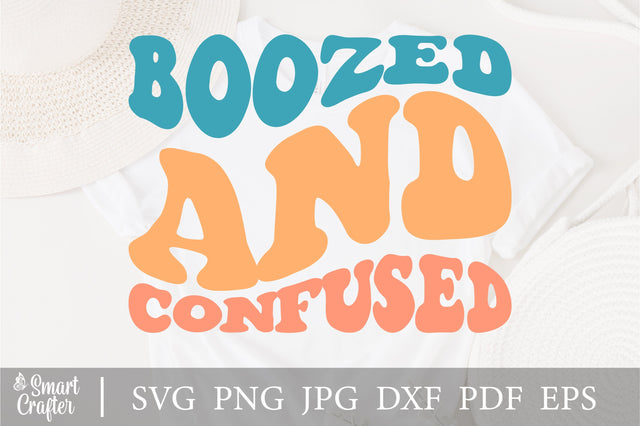 Boozed and Confused svg, Wavy Letters Svg, Vintage, Retro, Digital file for Cricut, Cut file & Silhouette SVG Fauz 