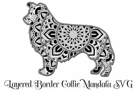 Border Collie Layered Mandala SVG SVG Digital Honeybee 