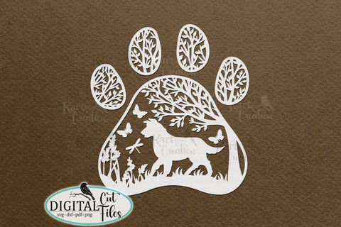 Border Collie Paw round sign svg dxf pdf cut out file SVG kartcreationii 