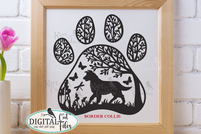 Border Collie Paw round sign svg dxf pdf cut out file SVG kartcreationii 