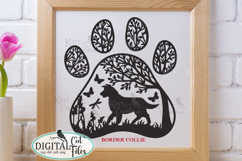 Border Collie Paw round sign svg dxf pdf cut out file SVG kartcreationii 