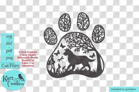 Border Collie Paw round sign svg dxf pdf cut out file SVG kartcreationii 