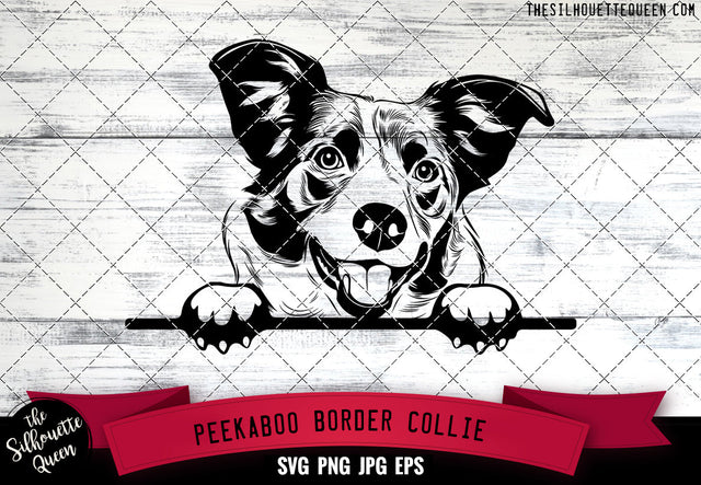 Border Collie Peek A Boo | Peekaboo | Peeking Dog Face SVG for Glowforge, Cricut, Laser, Silhouette, Scan n cut files SVG Loveleen Kaur 