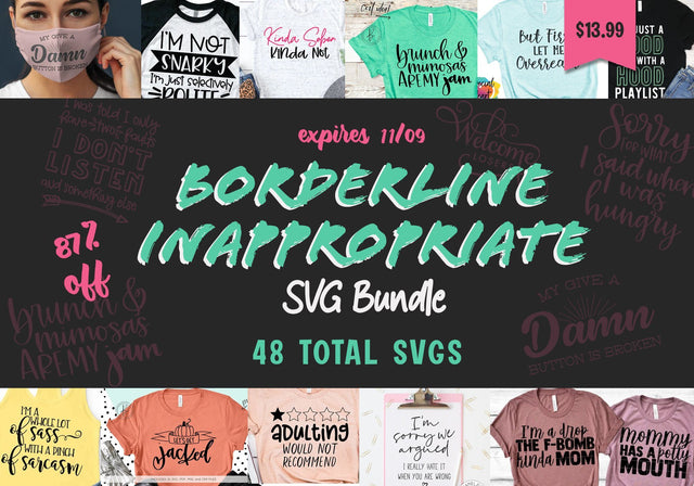 Borderline Inappropriate SVG Bundle Bundle So Fontsy Design Shop 