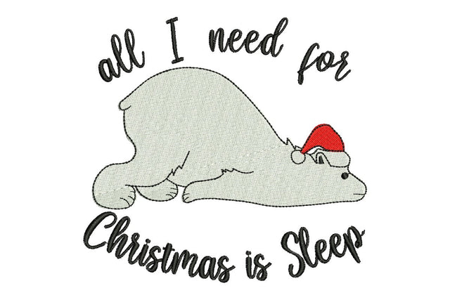 Bored Bear Embroidery Designs, Christmas Embroidery Designs, All I need for Christmas is Sleep Machine Embroidery/Applique DESIGNS NextEmbroidery 