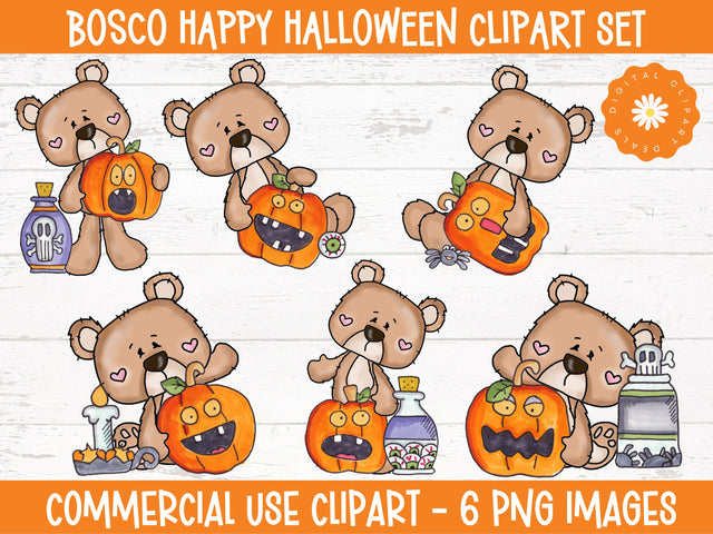 Bosco Halloween Clipart Set - Halloween Illustrations Sublimation Digital Clipart Deals 