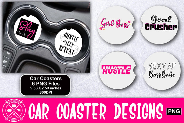 Boss Babe Car Coasters Sublimation Sublimation Last Frontier Design Co. 